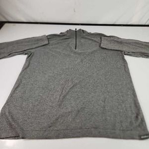 Eddie Bauer Mens Pullover Sweater Gray Solid Mock Neck 1/4 Zip Tight Knit Logo M